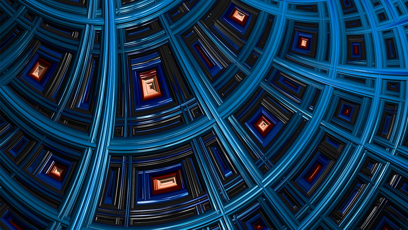 A roof structure that contains blue arch's